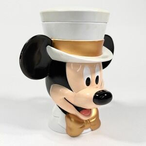 Vintage Disney Mickey Mouse Top Hat Mug w Lid On Ice Plastic Cup Novelty